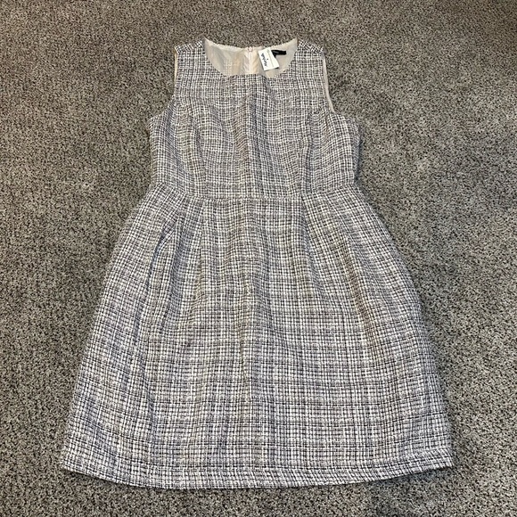 MONTEAU Size L Palest Pink Black Tweed Shift Dress - Picture 2 of 12